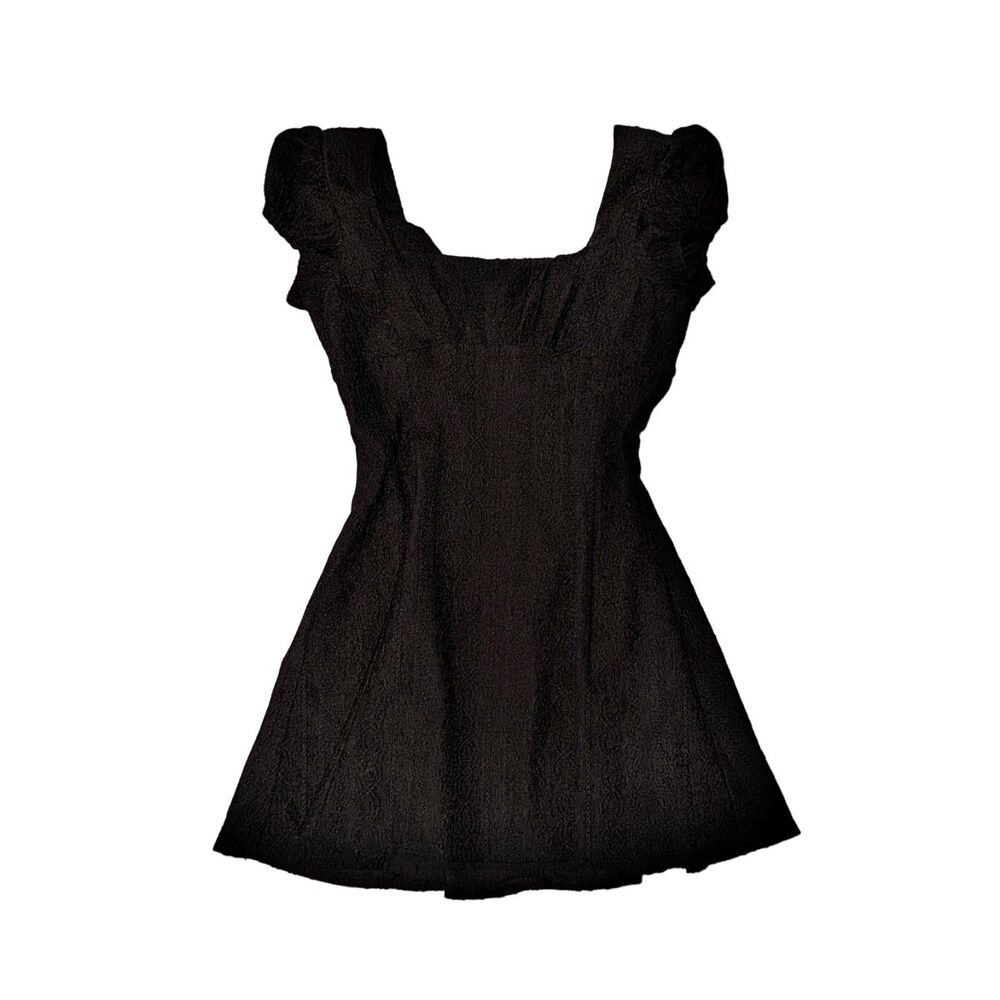 black cap sleeve mini dress